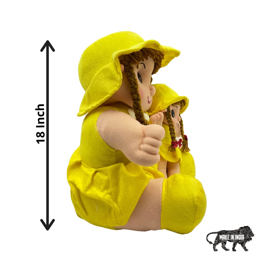 Jankee's Soft Mother Daughter Doll with Non-Toxic Fabric | Polyfill, Washable, Fine Stitching | Safe for Kids | 15inch (Yellow) - View 3 of 4