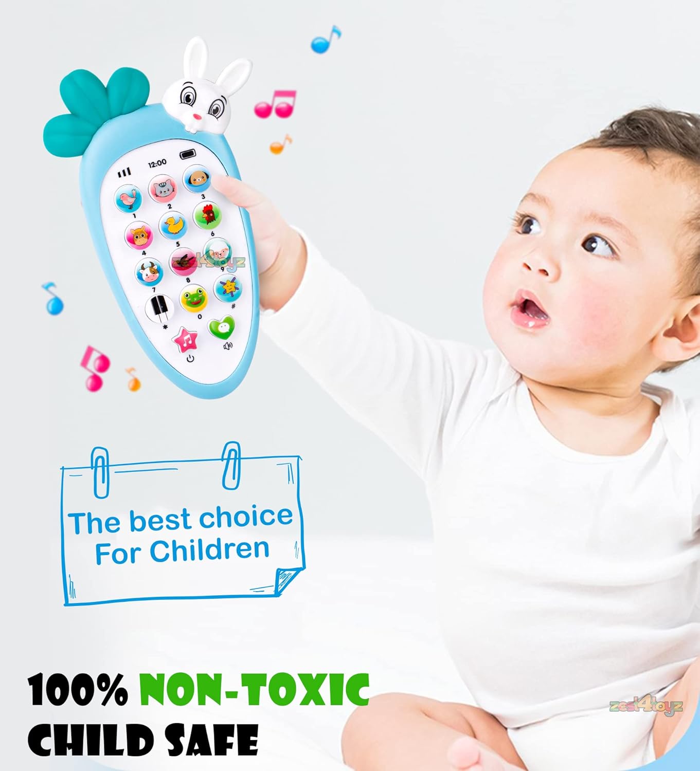 zest 4 toyz Mobile Phone Toys for Kids Smart Phone Cordless Feature Rabbit Mobile Musical Sound Toys with Smart Light Battery Operated Birthday Gifts for Girls Boys (Pack of 1) Battery Included - View 2 of 4