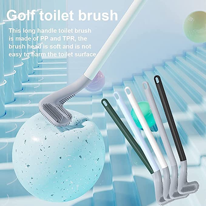 HESHIV Golf Shape Toilet Brush Cleaner Pack of 1 - L Shape Toilet Brush Golf Head Cleaner Flexible Deep Cleaning Silicone Brush for Quick &amp; Easy Cleaning of Home, Kitchen, Bathroom, Wash Basin - View 3 of 4