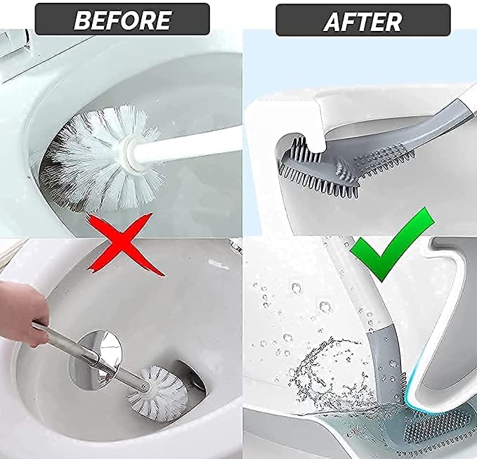 HESHIV Golf Shape Toilet Brush Cleaner Pack of 1 - L Shape Toilet Brush Golf Head Cleaner Flexible Deep Cleaning Silicone Brush for Quick &amp; Easy Cleaning of Home, Kitchen, Bathroom, Wash Basin - View 2 of 4