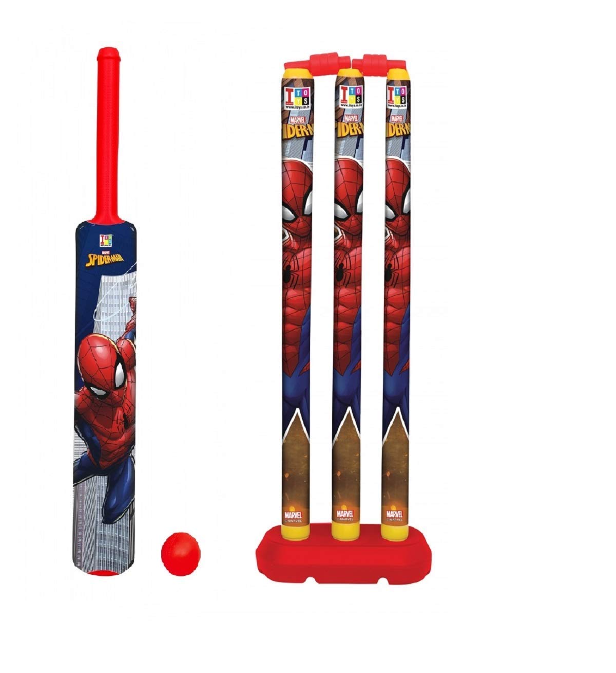 MANAKI ENTERPRISE Plastic Spiderman Cricket Kit Combo Set for Kids with 3 Stumps with Bat and Ball (Multicolour) - Shop at Colombo Mall