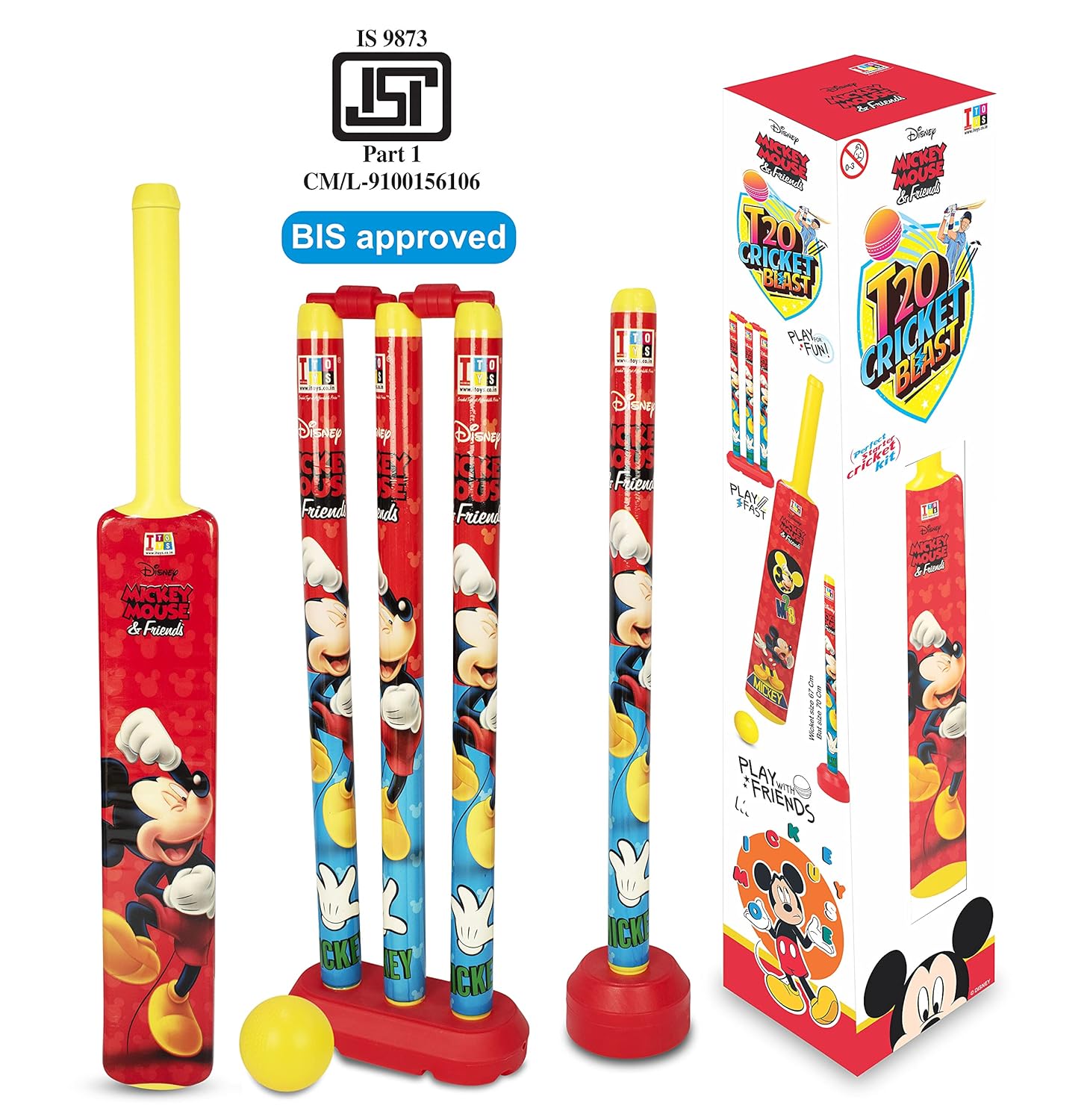 Disney Mickey 20-20 Cricket Set for Kids Bat & Ball Set Playing Outdoor and Indoor Sports Game Toy (20-20 Cricket kit) - View 6 of 6