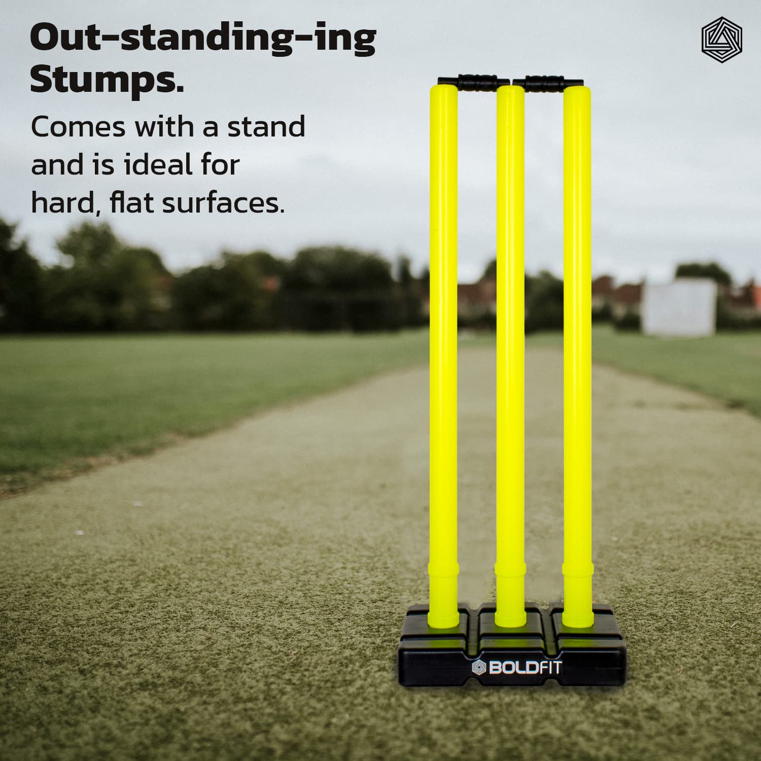 Boldfit Cricket Stumps with Stand Cricket Kit Plastic Wickets for Cricket Standard Wickets for Cricket Ground, Match, Tournament Stump with Stand &amp; Bails- Fluorescent Green -Plastic Wickets Set - View 5 of 6