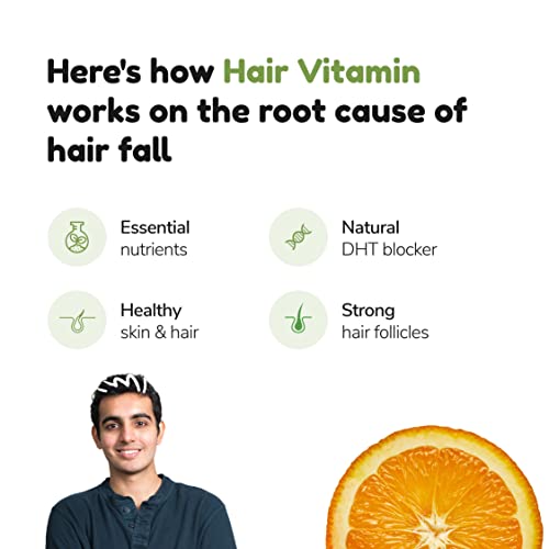 Traya Hair Vitamins Capsules, Natural DHT Blocker & Biotin Capsules for Hair Growth, Hair Fall Control, Contains 12 mcg Biotin, Vitamin, Iron, Omega 3 & Bhringraj (30 Multivitamins for Hair) - View 3 of 5