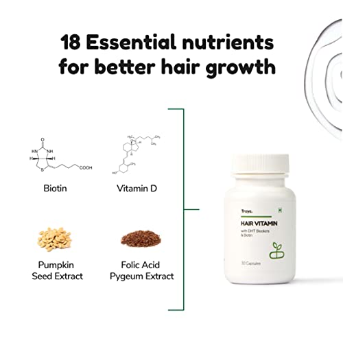 Traya Hair Vitamins Capsules, Natural DHT Blocker & Biotin Capsules for Hair Growth, Hair Fall Control, Contains 12 mcg Biotin, Vitamin, Iron, Omega 3 & Bhringraj (30 Multivitamins for Hair) - View 5 of 5