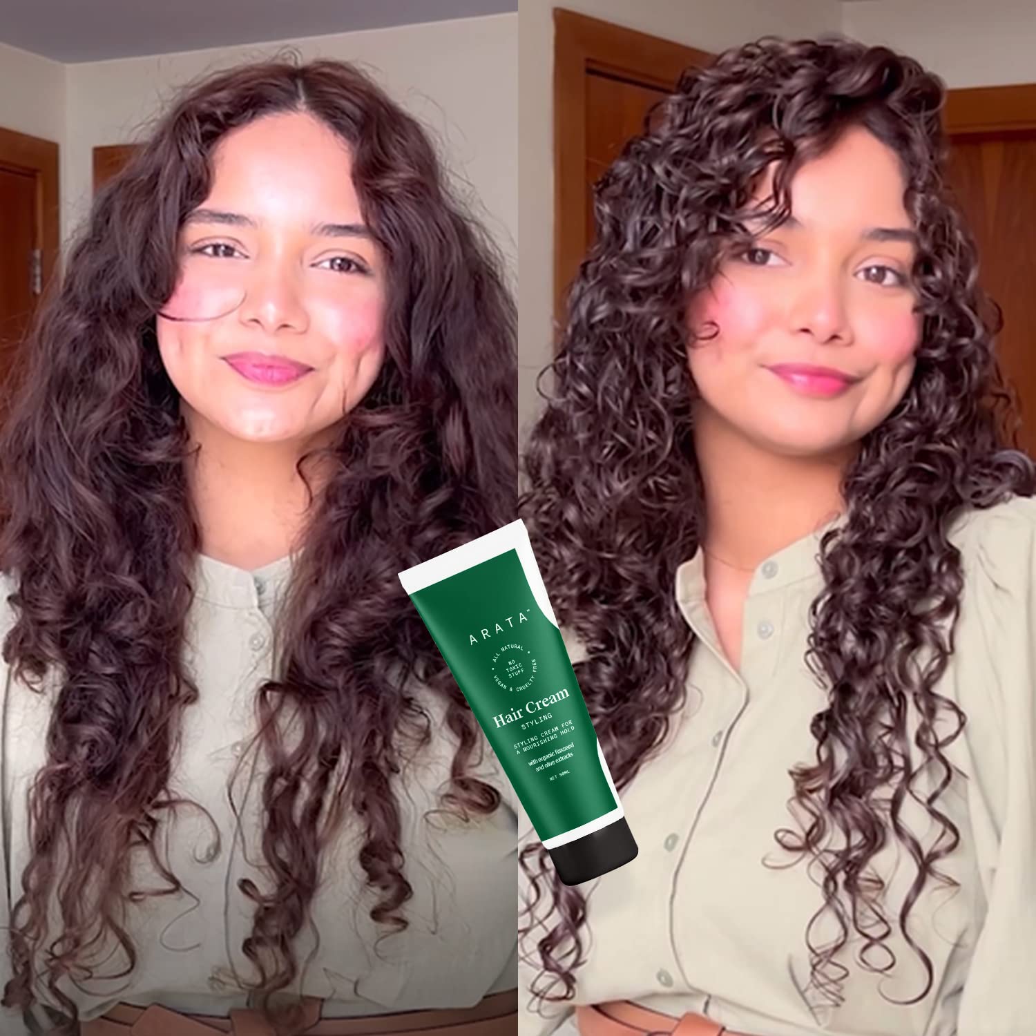 Arata Styling Hair Cream (50 ML) | Boosts Moisture in Curly Hair | Reduces Frizz & Tames Flyaways in Straight Hair | Adds Soft Hold and Control to Short Hair - View 7 of 7