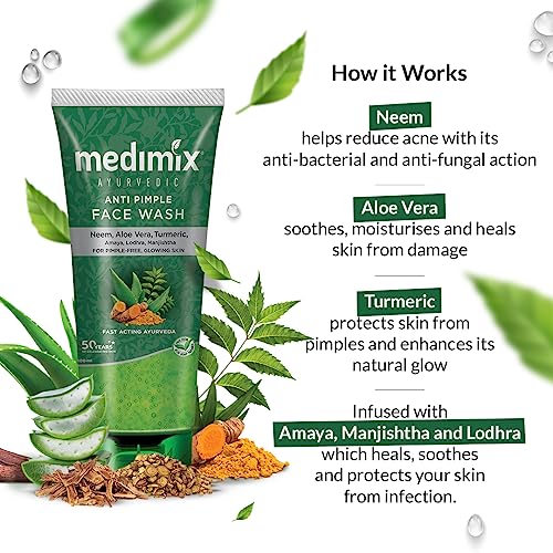Medimix Ayurvedaic Anti Pimple Face Wash for pimple free, glowing skin | With Neem, Aloe Vera and Turmeric | 100 ml - View 4 of 5