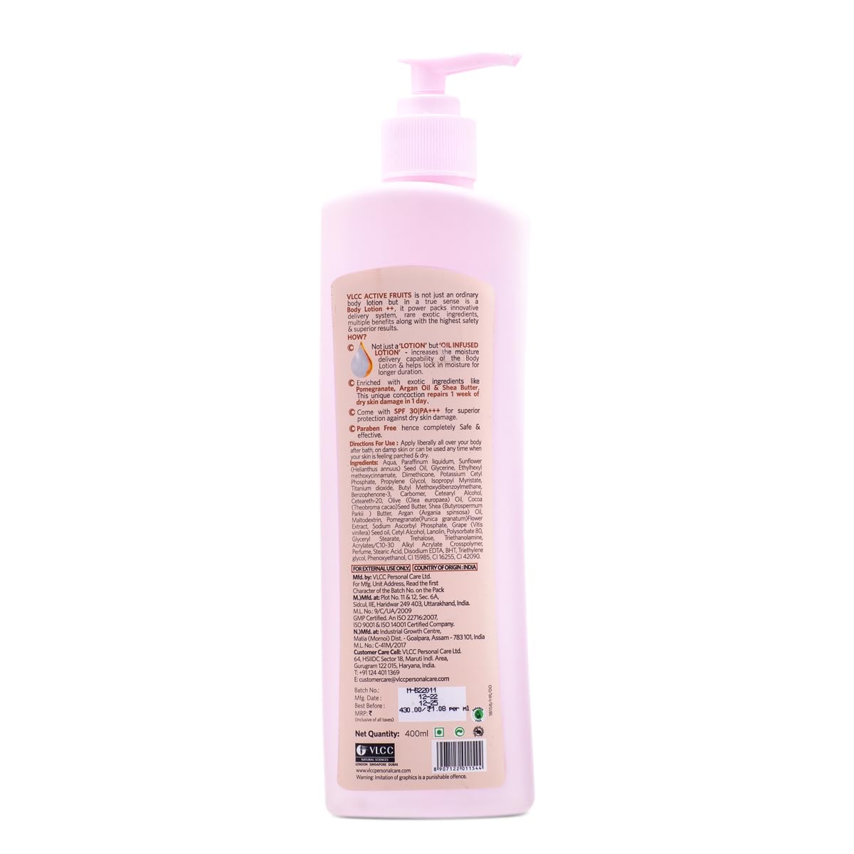 VLCC Active Fruits Damage Repair Body Lotion SPF 30 | PA+++, 400ml - View 6 of 6
