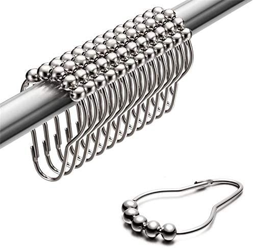 Gitesh Grip 5 Roller Ball Curtain Hooks Rings Thick Striped Stainless Steel Shower Curtain Hanger for Clothes- (Pack of 12 pcs) - Related product