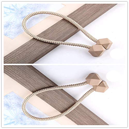 Ramcha Hexa Polyester and Magnet Curtain Tiebacks Drapery Holdbacks Binding Tie Band for Living Room Decoration, Medium, Beige - Set of 8 Pieces - View 2 of 3