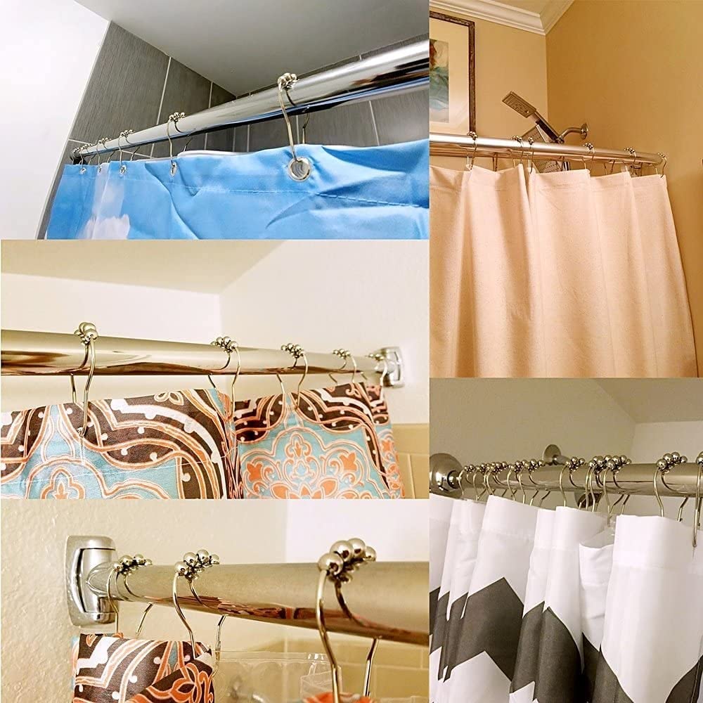 Gitesh Grip 5 Roller Ball Curtain Hooks Rings Thick Striped Stainless Steel Shower Curtain Hanger for Clothes- (Pack of 12 pcs) - View 2 of 8