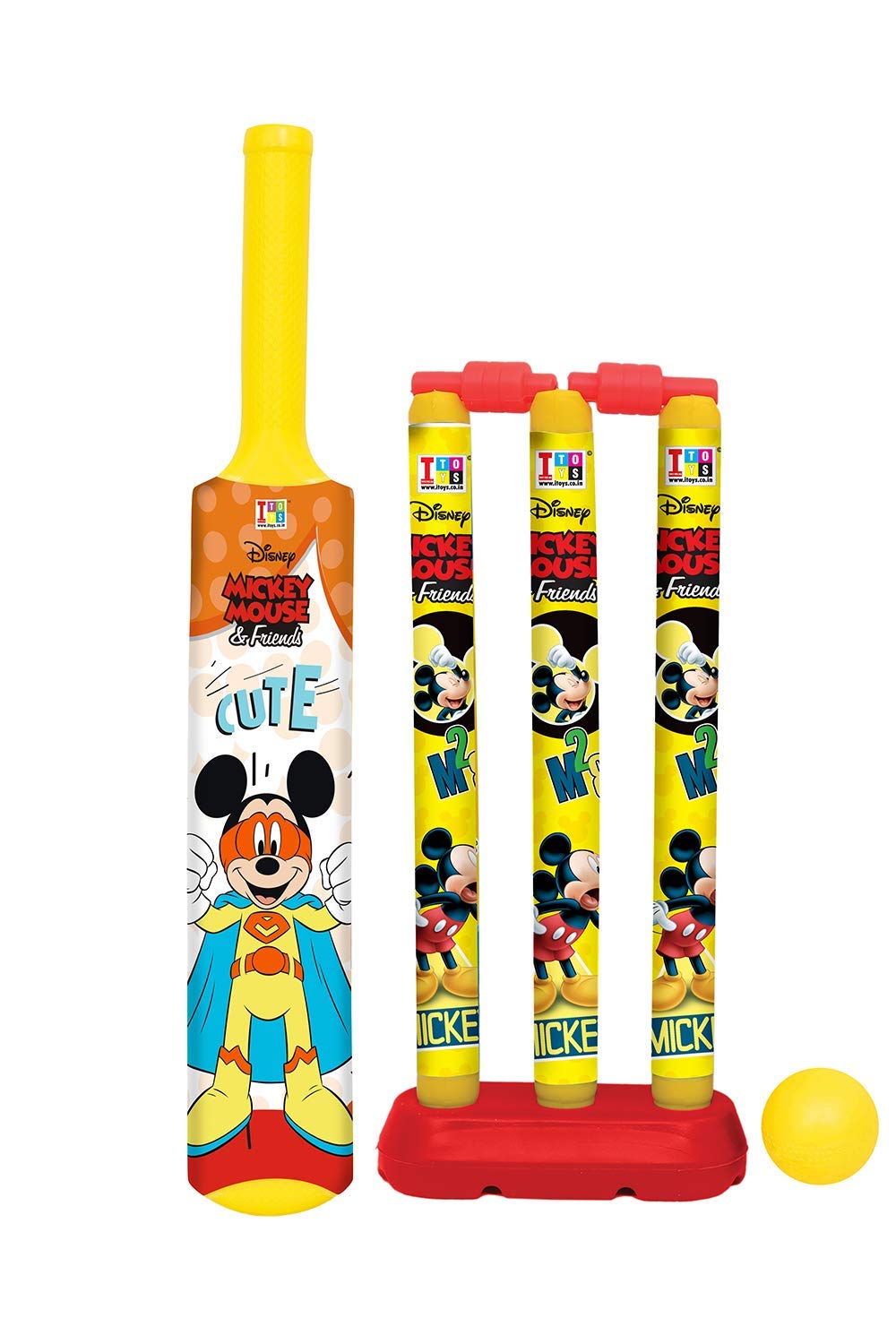 MANAKI ENTERPRISE Cricket Set for Kids Include 3 Plastic Stump,1 Plastic Bat,1 Plastic Ball (Attractive Mickey Print) - Shop at Colombo Mall