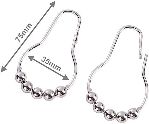 Gitesh Grip 5 Roller Ball Curtain Hooks Rings Thick Striped Stainless Steel Shower Curtain Hanger for Clothes- (Pack of 12 pcs) - View 6 of 8