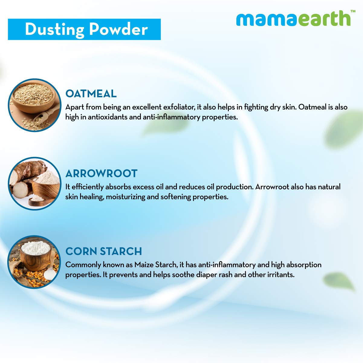 Mamaearth Dusting Powder with Organic Oatmeal &amp; Arrowroot Powder for Babies - Pack of 1 -300g - View 4 of 6