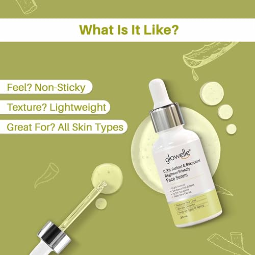 Glowelle 0.3% Retinol Beginners Friendly Face Serum, Night Serum With Bakuchiol To Reduce Fine Lines &amp; Anti-ageing, Wrinkle Corrector for Women &amp; Men - 30ml  (FROM INDIA) NUSS - Image 2