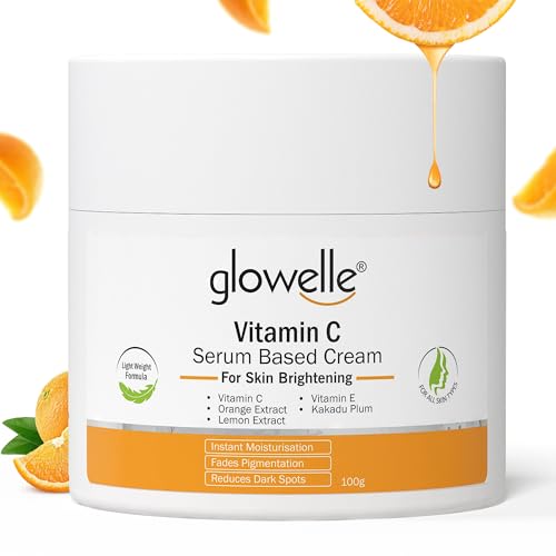 Glowelle Vitamin C Serum Based Cream For Skin Brightening, Fades Pigmentation, Dark Spots &amp; Reduces Skin Dullness (FROM INDIA) NUSS, Oil Free &amp; Lightweight, Fragrance-Free, All Skin Types, for Women &amp; Men - 100g (FROM INDIA) NUSS