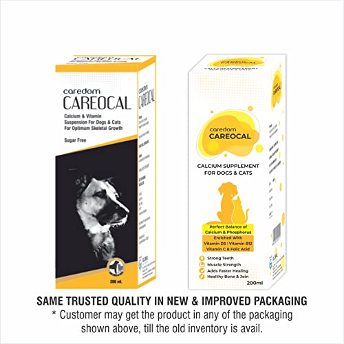 Caredom CAREOCAL | Calcium Syrup for Dogs &amp; Cats | Dog Calcium Syrup Enriched with Calcium, Phosphorus, Vitamin D3, Vitamin B12, Vitamin C &amp; Folic Acid | Healthy Bone &amp; Joints | Strong Teeth (200 ML) (FROM INDIA) NUSS - View 3 of 3