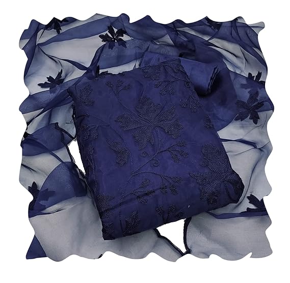 HMP Fashion Womens Organza silk muilty work dress material salwar suit pieceDARK BLUE(FROM INDIA)NUZ - Related product