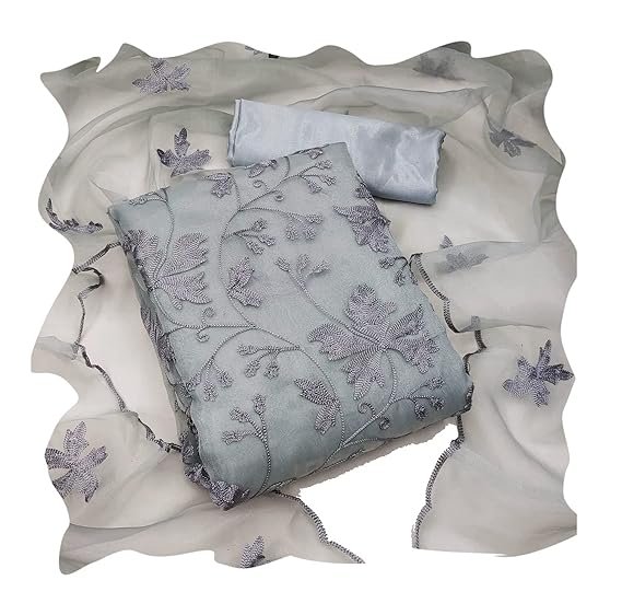 HMP Fashion Womens Organza silk muilty work dress material salwar suit piece GREY (FROM INDIA)NUZ - Related product