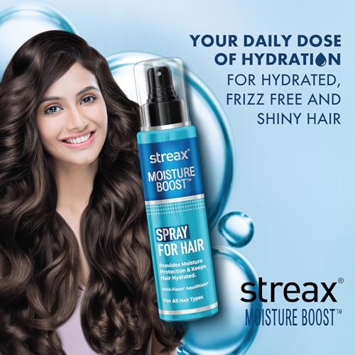 Streax Moisture Boost Spray Hair Serum, 50ml – Hydrating Hair Serum for Dry & Frizzy Hair, Smooth & Silky Finish – For Women & Men, With Fision AquaShield - View 3 of 5