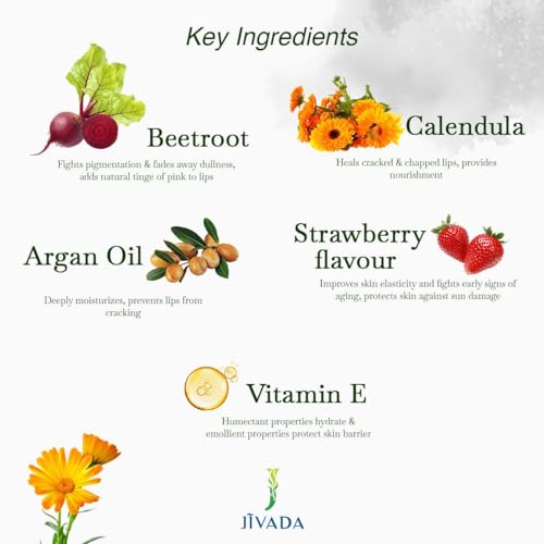 Jivada Tinted Lip Balm with SPF for Dry, Dark and Chapped Lips, 12-Hour Hydration, Beetroot, Shea Butter and Vitamin E, Brightening, Glossy, Non-Sticky, For Men and Women, Soft Glossy Finish, Paraben and Sulphate-Free, 5g    - View 2 of 5