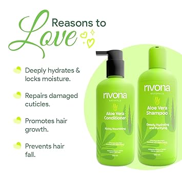 Rivona Naturals Aloe Hair Nourishing Shampoo & Conditioner Set, 500ml – Natural Hair Care Duo with Aloe Vera & Neem Extracts for Deep Cleansing, Hydration, and Scalp Nourishment - View 2 of 4