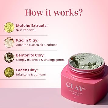 CLAYCO Matcha Detox Clay Mask – Deep Cleansing & Brightening with Green Tea & Collagen | Tan Removal & Dark Spot Reduction | Vegan Japanese Skincare,(50mlx 2) - View 3 of 4