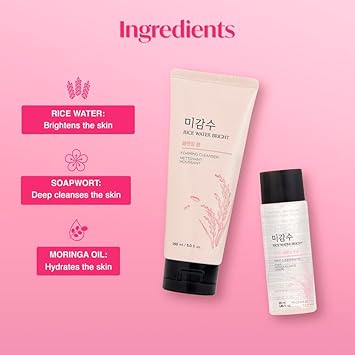 The Face Shop 2 Step Rice Water Bright Kit – Rice Water Bright Foaming Face Wash 100ml & Rice Water Bright Light Cleansing Oil 55ml - View 3 of 5