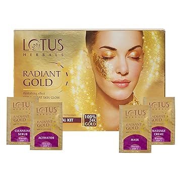 Lotus Herbals Radiant Gold Cellular Glow Facial Kit – 24K Gold Leaves for Natural Golden Glow , Suitable for Women & Men , All Skin Types ,37g - Related product