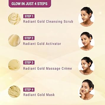 Lotus Herbals Radiant Gold Cellular Glow Facial Kit – 24K Gold Leaves for Natural Golden Glow , Suitable for Women & Men , All Skin Types ,37g - View 2 of 4