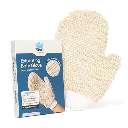 Bloom Exfoliating Bath Glove | Right Hand | Gently Removes Dead Skin Cells & Reduces Ingrown Hair | 100% Ramie Fabric | For Strawberry Legs & Sensitive Skin | 1 Glove - Related product