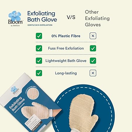 Bloom Exfoliating Bath Glove | Right Hand | Gently Removes Dead Skin Cells & Reduces Ingrown Hair | 100% Ramie Fabric | For Strawberry Legs & Sensitive Skin | 1 Glove - View 2 of 5