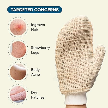 Bloom Exfoliating Bath Glove | Right Hand | Gently Removes Dead Skin Cells & Reduces Ingrown Hair | 100% Ramie Fabric | For Strawberry Legs & Sensitive Skin | 1 Glove - View 4 of 5