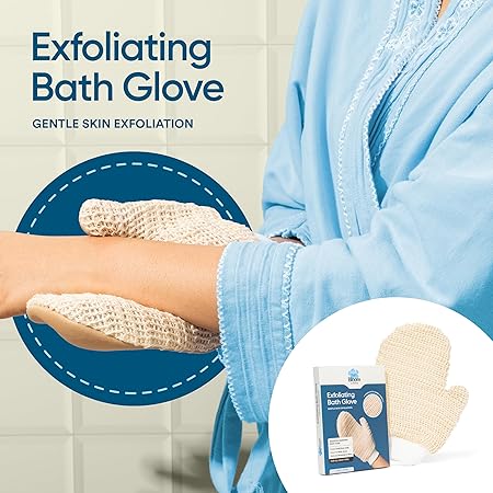 Bloom Exfoliating Bath Glove | Right Hand | Gently Removes Dead Skin Cells & Reduces Ingrown Hair | 100% Ramie Fabric | For Strawberry Legs & Sensitive Skin | 1 Glove - View 5 of 5