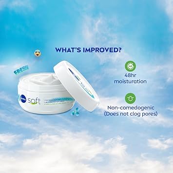 NIVEA Soft Light Moisturizer (300ml) – Face, Hands & Body | Non-Greasy Cream with Vitamin E & Jojoba Oil for Instant Hydration - View 3 of 4