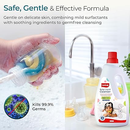 LuvLap Baby Liquid Cleanser, 1000ml, For Cleaning Feeding Bottles, Cutlery, Toys, Fruits & Vegetables, Kills 99.9% Germs, pH Balanced, Dermatologically Tested Formula, No Harsh Chemicals, Biodegradable - View 4 of 4