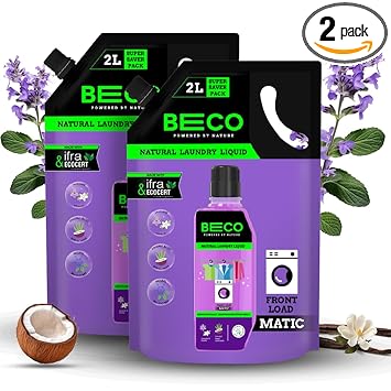 Beco Matic Front Load Liquid Detergent – 4 Litres (2L+2L) | Natural Formula for Tough Stain Removal | Lavender & Vanilla Freshness | Chemical-Free | Retains Brightness & Shine | 100% Eco-Friendly - Related product