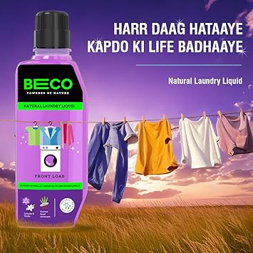 Beco Matic Front Load Liquid Detergent – 4 Litres (2L+2L) | Natural Formula for Tough Stain Removal | Lavender & Vanilla Freshness | Chemical-Free | Retains Brightness & Shine | 100% Eco-Friendly - View 4 of 4