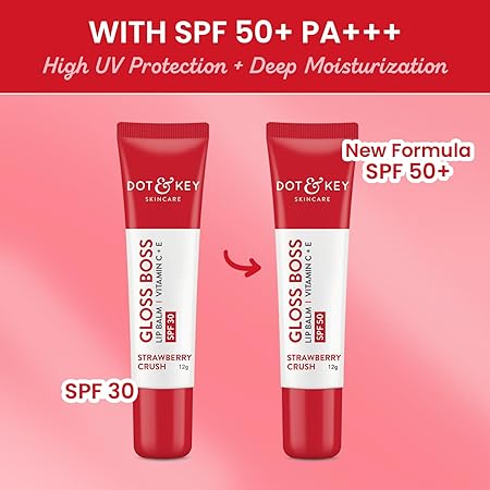 Dot & Key Strawberry Lip Balm (12gm) for Moisturization | Soft and Naturally Brightens Lips |Tinted Lip Balm with SPF 50 & Vitamin C + E | Lipbalm for Dry & Dark Lips | For Women - View 4 of 5