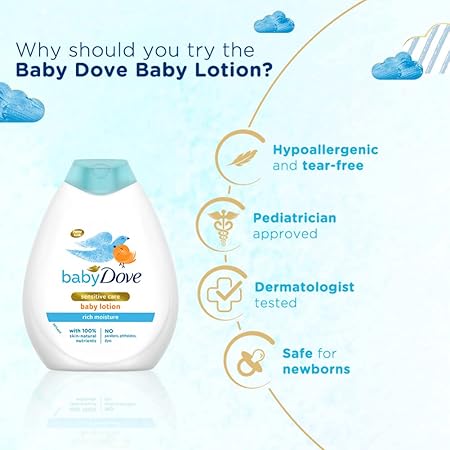 Baby Dove Rich Moisture Nourishing Baby Lotion 400 ml, With Moisturising Cream, Gentle Care for Baby's Soft Skin - View 4 of 5