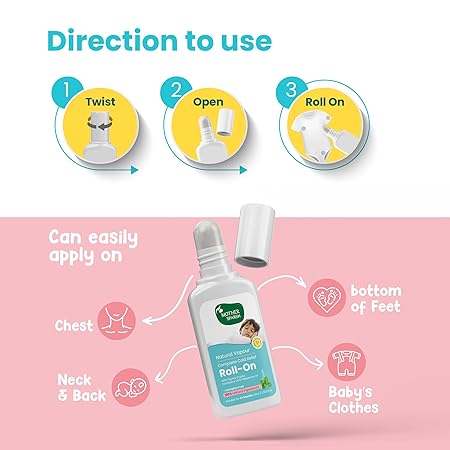 Mother Sparsh Natural Vapour Complete Cold Relief Roll-On for Babies-15ml | With Thymol Crystal, Eucalyptus Oil & Peppermint Oil for Cold & Cough 100% Natural Relieves Chest Congestion - View 2 of 5