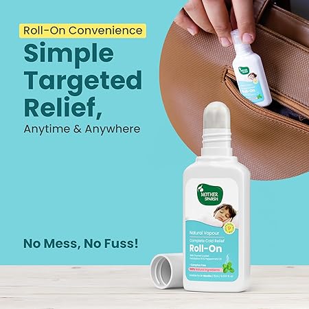 Mother Sparsh Natural Vapour Complete Cold Relief Roll-On for Babies-15ml | With Thymol Crystal, Eucalyptus Oil & Peppermint Oil for Cold & Cough 100% Natural Relieves Chest Congestion - View 3 of 5