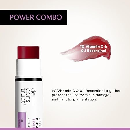 construct Brightening Tinted Lip Balm with SPF 30, for Dark, Pigmented, Dry, Flaky Lips, Protects Against Sun Damage & Discoloration, Glossy Buttery Soft Pink Finish, for Women & Men (4 g) - View 4 of 4