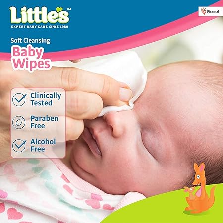 Little's Soft Cleansing Baby Wipes with Lid, 240 Wipes (80 Wipes, Pack of 3), Extra Thick and Moist, Prevents Rashes and Redness, Enriched with Aloe Vera, Vitamin E, and Jojoba Oil - View 3 of 4