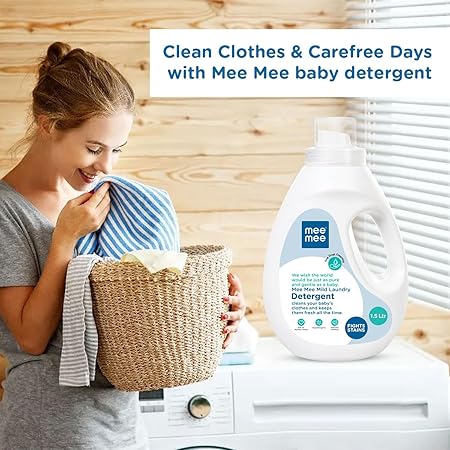 Mee Mee Baby Liquid Detergent 1.5 L | Ph balanced, Free from Harsh Chemicals, Safe for mother's hands & baby's skin | Anti-Bacterial, Removes Stains & Odor with One Drop, Hypoallergenic - View 2 of 4