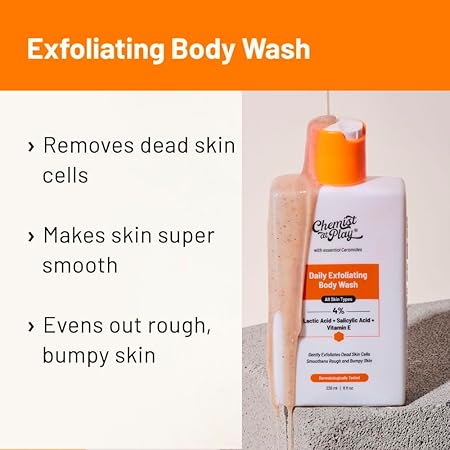 Chemist At Play Exfoliating Body Wash and Underarm Roll-On, Aqua Fragrance, Prevents Dry, Rough, Bumpy Skin, Brightens Skin and Exfoliates Underarms, For Men and Women, 236ml + 40ml - View 2 of 5