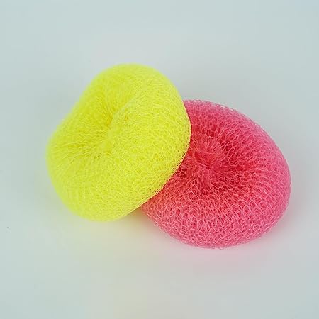 Elkano Nylon Bath Scrubber Sponge Pouf, Exfoliating Body Loofah for Men and Women, Soft and Durable Round Bath Sponge, Set of 4 Multicolor Pieces, Perfect for Daily Bathing and Skincare - View 2 of 3