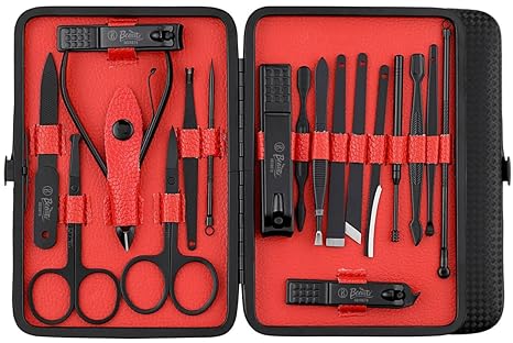 Beauté Secrets Manicure Kit Pedicure Tools for Feet Nail Clipper 18 Piece Manicure Pedicure Set for Women and Men Perfect Gift Red Black - Related product