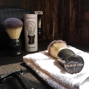 RUBAB MEN Luxuriously Soft Shaving Brush for Men, Bomber Edition, Premium Cruelty-Free Bristles, Stylish Grey Bomber-Toned Ergonomic Handle, Hand-crafted with Passion in India    Ask ChatGPT - View 2 of 4