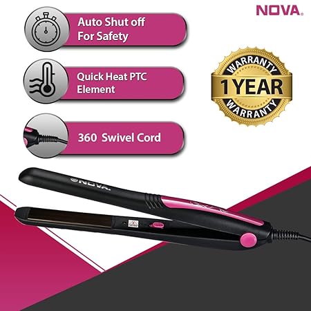 Nova NHS - 840 Selfie Hair Straightener for Women (Pink) - View 3 of 4